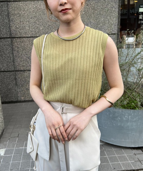 CAPRICIEUX LE'MAGE（カプリシューレマージュ）の「タンクSETシアータンク（ニット/セーター・レディース・ホワイト系その他/ブラック/グリーン系その他・FREE）」の5枚目の写真