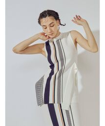 UN3D. | トライバルボーダーアシメニットトップ(タンクトップ)