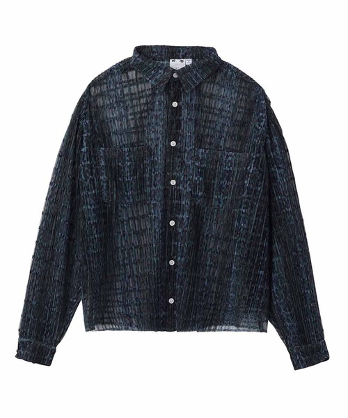 X-girl（エックスガール）の「PLEATED SHEER SHIRT/ヒョウ柄 メッシュ プリーツ シースルーシャツ/シアーシャツ（シャツ/ブラウス・レディース・グリーン/ベージュ・M/S）」の19枚目の写真