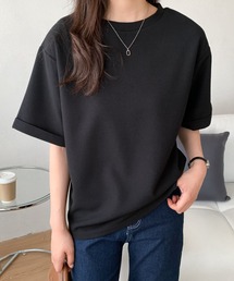 五分袖ルーズシルエットワッフルTシャツ