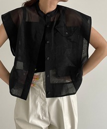LA PEAU DE GEM | 【LA PEAU DE GEM】シアーノースリーブシャツ(シャツ/ブラウス)