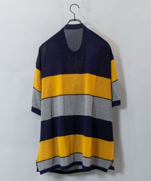 JACKROSE(ジャックローズ)の「SKOOKUM 透かし網ボーダーニットTEE(Tシャツ/カットソー・メンズ・グリーン/ネイビー/サックスブルー・L/M)」の5枚目の写真