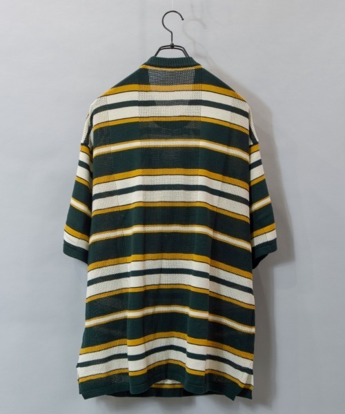 JACKROSE(ジャックローズ)の「SKOOKUM 透かし網ボーダーニットTEE(Tシャツ/カットソー・メンズ・グリーン/ネイビー/サックスブルー・L/M)」の4枚目の写真