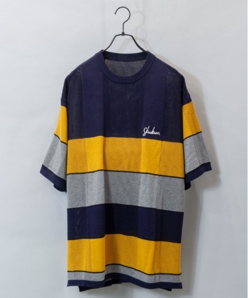 JACKROSE(ジャックローズ)の「SKOOKUM 透かし網ボーダーニットTEE(Tシャツ/カットソー・メンズ・グリーン/ネイビー/サックスブルー・L/M)」の20枚目の写真