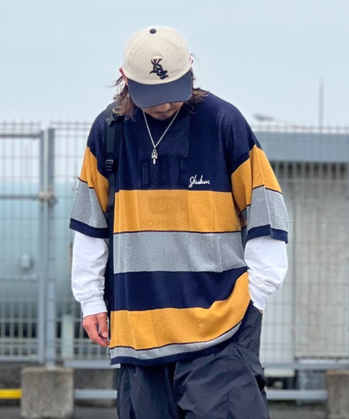JACKROSE(ジャックローズ)の「SKOOKUM 透かし網ボーダーニットTEE(Tシャツ/カットソー・メンズ・グリーン/ネイビー/サックスブルー・L/M)」の13枚目の写真