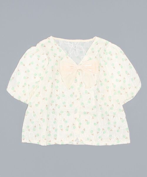 VIBGYOR Women（ヴィブジョー　ウィメン）の「【KOREA SELECT】ビッグリボン パールボタン ブラウス（シャツ/ブラウス・レディース・ブルー/グリーン・FREE）」の9枚目の写真