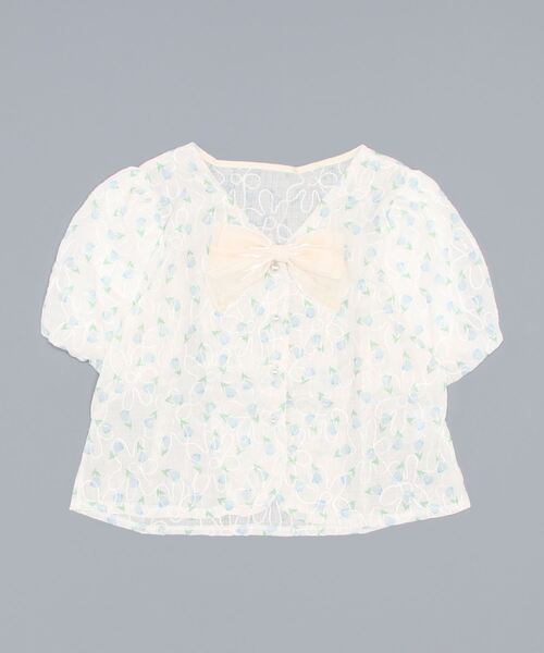 VIBGYOR Women（ヴィブジョー　ウィメン）の「【KOREA SELECT】ビッグリボン パールボタン ブラウス（シャツ/ブラウス・レディース・ブルー/グリーン・FREE）」の4枚目の写真