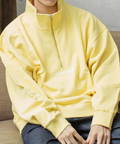 Dickies(ディッキーズ)の「【Dickies/ディッキーズ】ロゴ刺繍 ハーフジップスウェット P/O(スウェット・メンズ・ホワイト/チャコールグレー/イエロー/アイボリー/ロイヤルブルー・M/L/XL)」の1枚目の写真