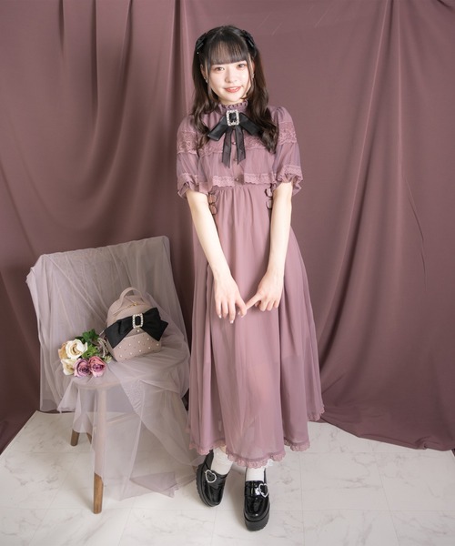 ROJITA（ロジータ）の「ブローチ付きケープマキシワンピース（ワンピース・レディース・ピンク系その他/ブラック/アイボリー・FREE）」の9枚目の写真