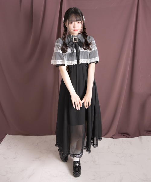 ROJITA（ロジータ）の「ブローチ付きケープマキシワンピース（ワンピース・レディース・ピンク系その他/ブラック/アイボリー・FREE）」の6枚目の写真