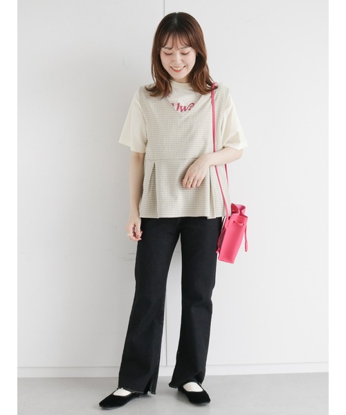 ehka sopo（エヘカソポ）の「AlwaysロゴTシャツ（Tシャツ/カットソー・レディース・グリーン/オフホワイト/キナリ/ブラック・ﾌﾘ-）」の9枚目の写真