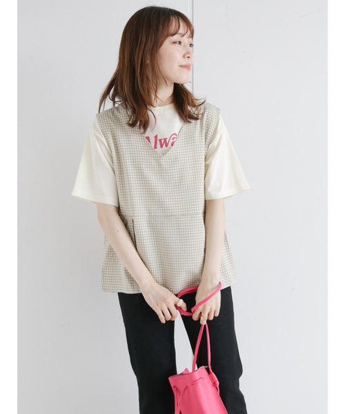 ehka sopo（エヘカソポ）の「AlwaysロゴTシャツ（Tシャツ/カットソー・レディース・グリーン/オフホワイト/キナリ/ブラック・ﾌﾘ-）」の5枚目の写真