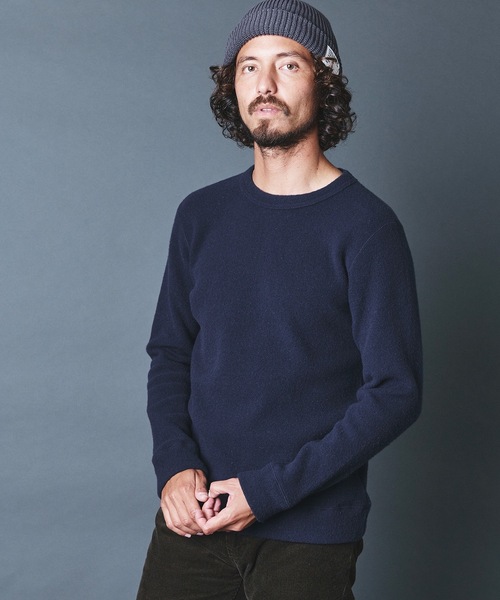 Magine(マージン)の「WOOL/CTN SHGGY W FACE KNITSAW C/N L/S:ウール/コットン ダブルフェイス ニットソー ロングスリーブ 22AW(Tシャツ/カットソー・メンズ・ブラック/ネイビー/グレー/オフホワイト/グレイッシュベージュ・44/46/48)」の2枚目の写真