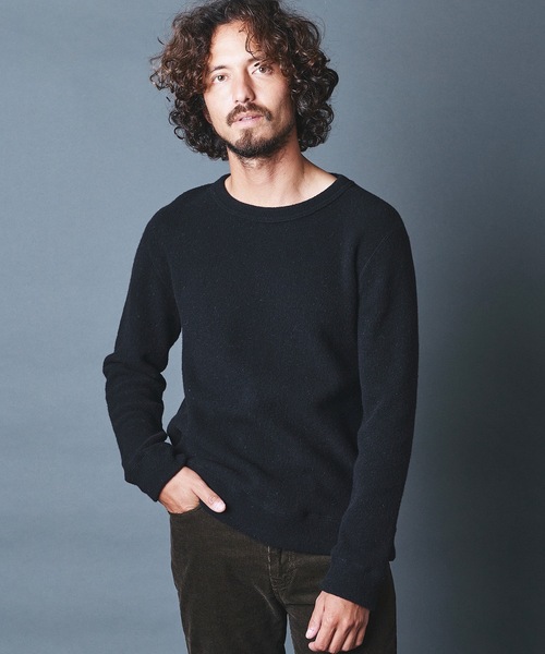 Magine(マージン)の「WOOL/CTN SHGGY W FACE KNITSAW C/N L/S:ウール/コットン ダブルフェイス ニットソー ロングスリーブ 22AW(Tシャツ/カットソー・メンズ・ブラック/ネイビー/グレー/オフホワイト/グレイッシュベージュ・44/46/48)」の4枚目の写真