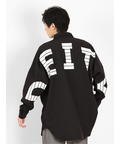 semantic design(セマンティックデザイン)の「セマンティックデザイン アーチロゴプリント 長袖BIGロングシャツ(シャツ/ブラウス・メンズ・ブラック/ホワイト・MEDIUM/LARGE)」の5枚目の写真