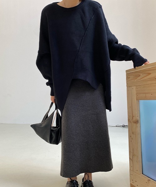 chuclla（チュクラ）の「アシンメトリー コクーンニットプルオーバー chw22a070（ニット/セーター・レディース・ブラック・FREE）」の3枚目の写真