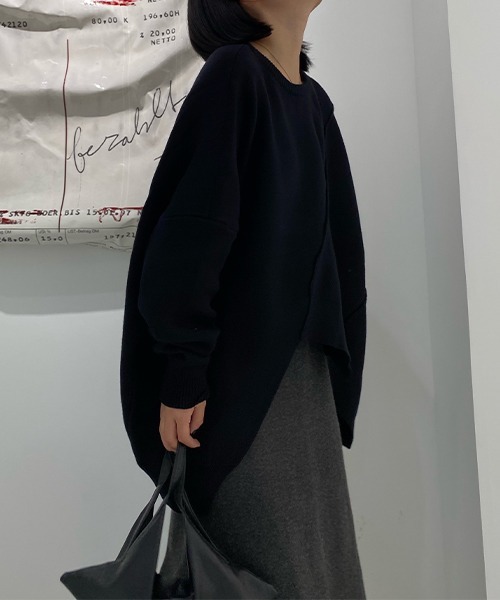 chuclla（チュクラ）の「アシンメトリー コクーンニットプルオーバー chw22a070（ニット/セーター・レディース・ブラック・FREE）」の4枚目の写真