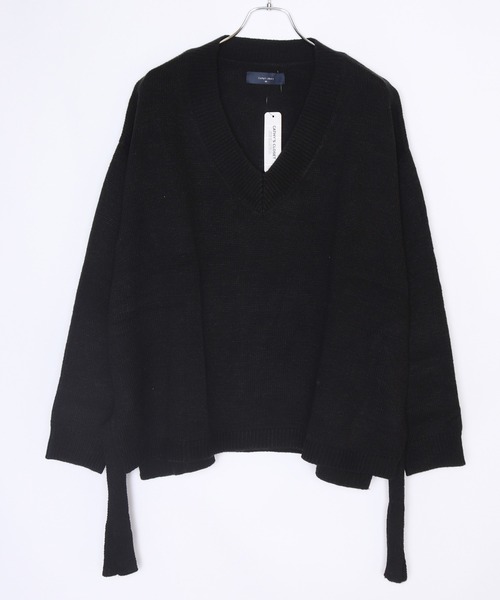 WESTSEA(ウエストシー)の「天竺 ワイドサイズサイドベルト付き Vネックニット(ニット/セーター・メンズ・ブラック/グリーン/ホワイト×グレー/グレイッシュブルー・M/L)」の18枚目の写真