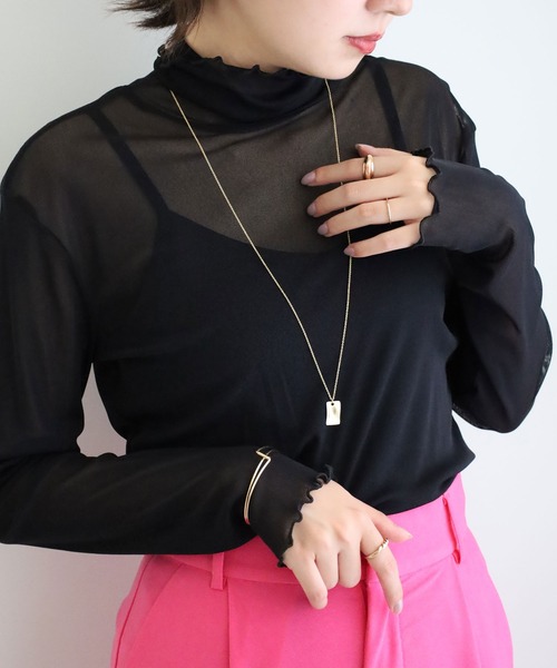 GeeRA（ジーラ）の「メローハイネックアソートシアートップス(長袖)（Tシャツ/カットソー・レディース・ホワイト/ブラック/ピンク/オレンジ/ブルー/グリーン/アイボリー/グリーン系その他/パープル系その他/ブラック系その他/ブラック系/シルバー系・MEDIUM）」の17枚目の写真