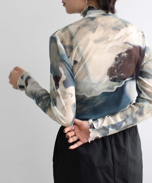 GeeRA（ジーラ）の「メローハイネックアソートシアートップス(長袖)（Tシャツ/カットソー・レディース・ホワイト/ブラック/ピンク/オレンジ/ブルー/グリーン/アイボリー/グリーン系その他/パープル系その他/ブラック系その他/ブラック系/シルバー系・MEDIUM）」の21枚目の写真