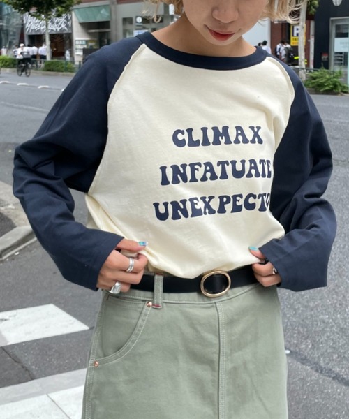 CIAOPANIC（チャオパニック）の「ラグランプリントロンTEE（Tシャツ/カットソー・レディース・レッド/ブラウン/ネイビー/グリーン・FREE）」の3枚目の写真