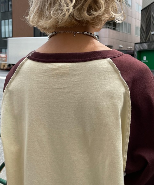 CIAOPANIC（チャオパニック）の「ラグランプリントロンTEE（Tシャツ/カットソー・レディース・レッド/ブラウン/ネイビー/グリーン・FREE）」の17枚目の写真