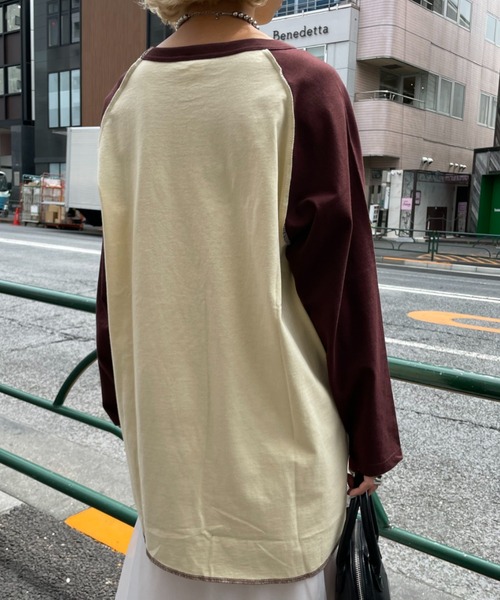 CIAOPANIC（チャオパニック）の「ラグランプリントロンTEE（Tシャツ/カットソー・レディース・レッド/ブラウン/ネイビー/グリーン・FREE）」の10枚目の写真