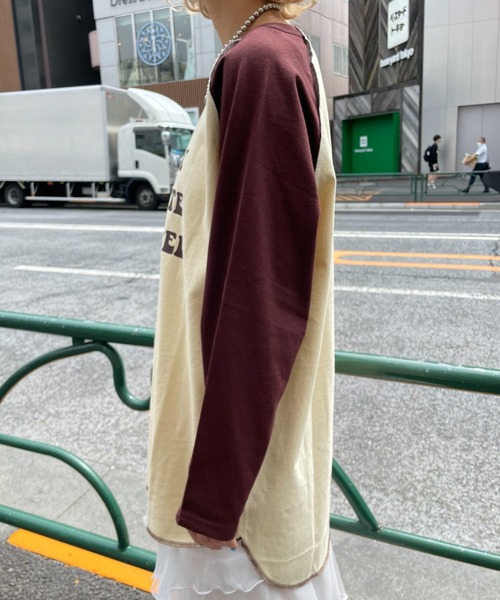 CIAOPANIC（チャオパニック）の「ラグランプリントロンTEE（Tシャツ/カットソー・レディース・レッド/ブラウン/ネイビー/グリーン・FREE）」の9枚目の写真