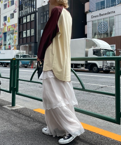 CIAOPANIC（チャオパニック）の「ラグランプリントロンTEE（Tシャツ/カットソー・レディース・レッド/ブラウン/ネイビー/グリーン・FREE）」の12枚目の写真