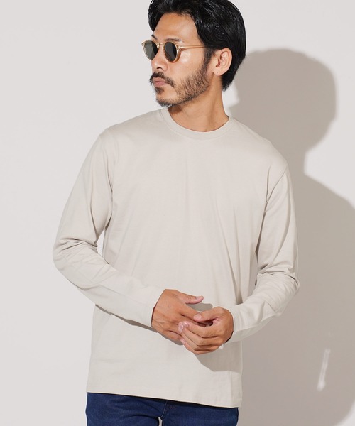 jiggys shop（ジギーズショップ）の「コットンクルーネック無地ロンT 長袖Tシャツ（Tシャツ/カットソー・メンズ・ブラック/グレー/ホワイト/ネイビー/ミックスグレー・LARGE/MEDIUM/X-LARGE/SMALL）」の3枚目の写真