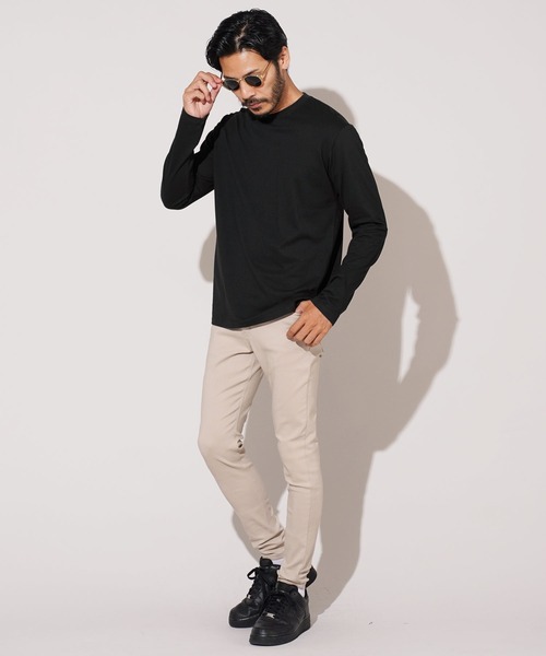 jiggys shop（ジギーズショップ）の「コットンクルーネック無地ロンT 長袖Tシャツ（Tシャツ/カットソー・メンズ・ブラック/グレー/ホワイト/ネイビー/ミックスグレー・LARGE/MEDIUM/X-LARGE/SMALL）」の7枚目の写真