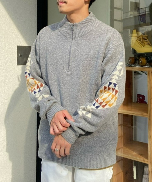 PENDLETON(ペンドルトン)の「PENDLETON/ペンドルトン ハーフジップセーター ハイネックニット/ネイティブ柄 ハーディング柄/スリーブロゴ バックロゴ 2575-0003(ニット/セーター・メンズ・ブラック/グレー/ホワイト・L/M)」の21枚目の写真