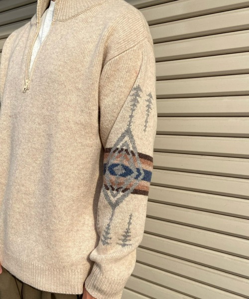 PENDLETON(ペンドルトン)の「PENDLETON/ペンドルトン ハーフジップセーター ハイネックニット/ネイティブ柄 ハーディング柄/スリーブロゴ バックロゴ 2575-0003(ニット/セーター・メンズ・ブラック/グレー/ホワイト・L/M)」の7枚目の写真