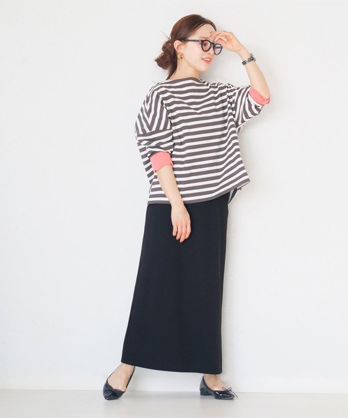 KOBE LETTUCE（コウベレタス）の「[WEARISTA田中亜希子さんコラボ] 低身長向けサイズあり ジャージーナロースカート（スカート・レディース・ベージュ系/グリーン系/ブラック/イエロー/ピンク/アイボリー系/グレー系/アイボリー系1/ミント/ブラック系/オレンジ/ブラウン系/ピンク系/ブルー系・PM/PS/M）」の3枚目の写真