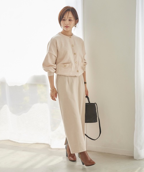 KOBE LETTUCE（コウベレタス）の「[WEARISTA田中亜希子さんコラボ] 低身長向けサイズあり ジャージーナロースカート（スカート・レディース・ベージュ系/グリーン系/ブラック/イエロー/ピンク/アイボリー系/グレー系/アイボリー系1/ミント/ブラック系/オレンジ/ブラウン系/ピンク系/ブルー系・PM/PS/M）」の6枚目の写真