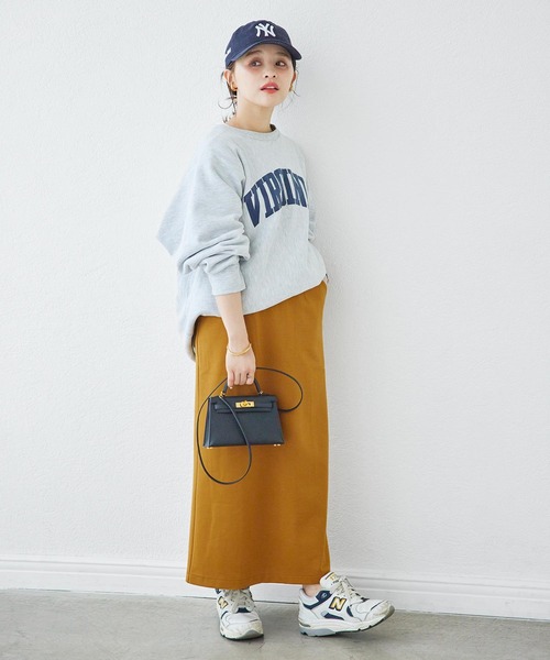 KOBE LETTUCE（コウベレタス）の「[WEARISTA田中亜希子さんコラボ] 低身長向けサイズあり ジャージーナロースカート（スカート・レディース・ベージュ系/グリーン系/ブラック/イエロー/ピンク/アイボリー系/グレー系/アイボリー系1/ミント/ブラック系/オレンジ/ブラウン系/ピンク系/ブルー系・PM/PS/M）」の12枚目の写真