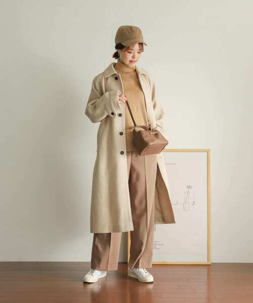 URBAN RESEARCH DOORS(アーバンリサーチドアーズ)の「フレンチウールバルマカンコート(ステンカラーコート・レディース・チャコールグレー/ベージュ・MEDIUM)」の5枚目の写真