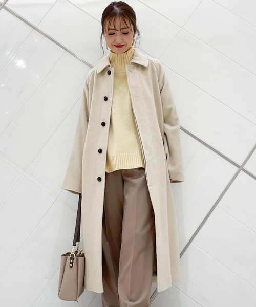 URBAN RESEARCH DOORS(アーバンリサーチドアーズ)の「フレンチウールバルマカンコート(ステンカラーコート・レディース・チャコールグレー/ベージュ・MEDIUM)」の6枚目の写真