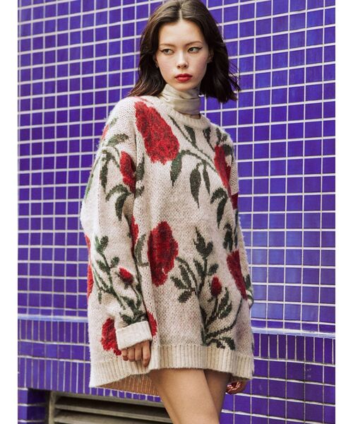 jouetie（ジュエティ）の「パターンジャカードニット（ニット/セーター・レディース・パープル/アイボリー/ブルー/ブラック・MEDIUM）」の12枚目の写真