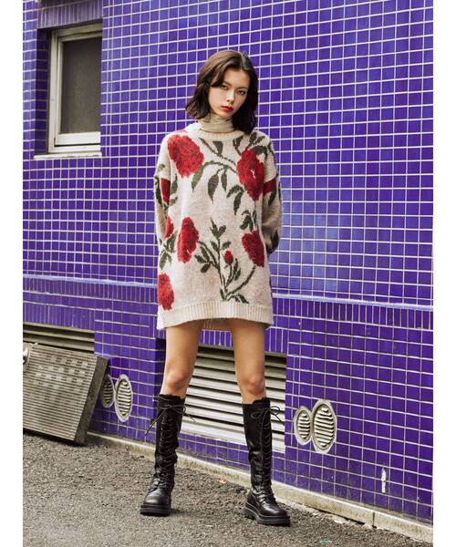 jouetie（ジュエティ）の「パターンジャカードニット（ニット/セーター・レディース・パープル/アイボリー/ブルー/ブラック・MEDIUM）」の15枚目の写真