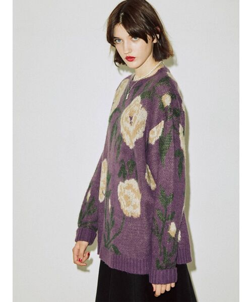 jouetie（ジュエティ）の「パターンジャカードニット（ニット/セーター・レディース・パープル/アイボリー/ブルー/ブラック・MEDIUM）」の19枚目の写真