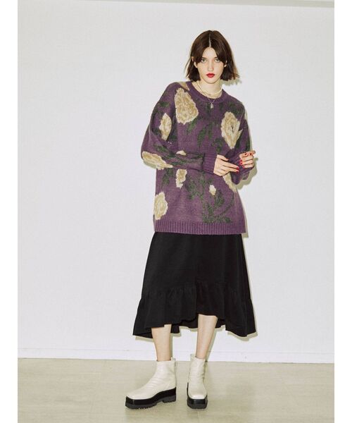 jouetie（ジュエティ）の「パターンジャカードニット（ニット/セーター・レディース・パープル/アイボリー/ブルー/ブラック・MEDIUM）」の21枚目の写真