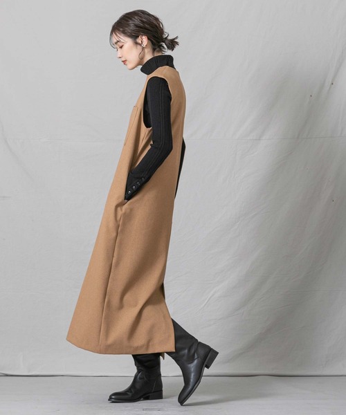 CLOCHE クロシェ キーネックジャンスカ チャコールグレー M〜LL 秋冬