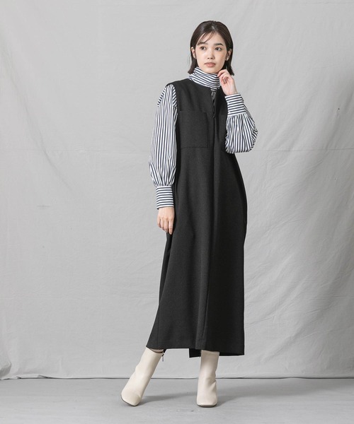 CLOCHE（クロシェ）の「Fジップキーネックジャンパースカート 