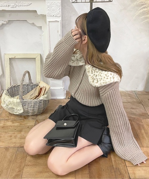 セール】【5周年記念アイテム】フェイクファーリブニットカーデ