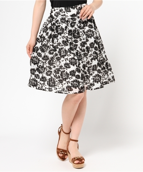 mystic（ミスティック）の「オーガンチェック花柄スカート（スカート・レディース・サックスブルー/ミント/ブラック・ﾌﾘ-）」の2枚目の写真