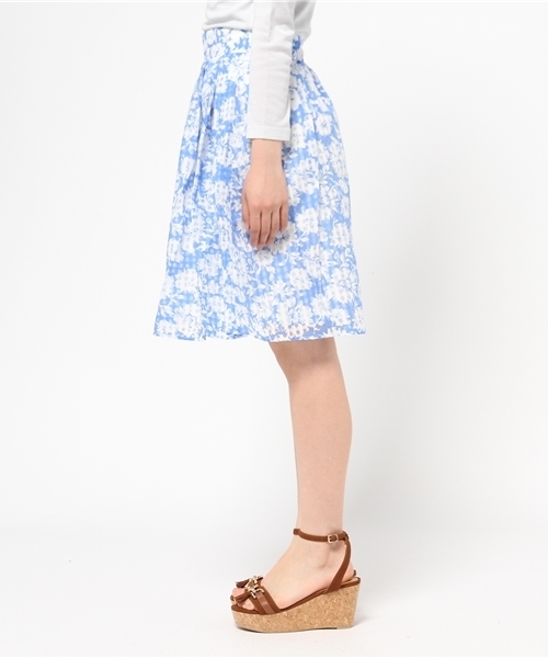 mystic（ミスティック）の「オーガンチェック花柄スカート（スカート・レディース・サックスブルー/ミント/ブラック・ﾌﾘ-）」の5枚目の写真