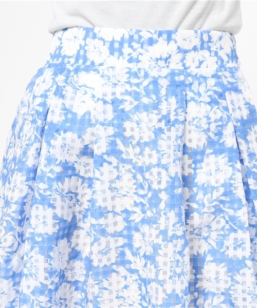 mystic（ミスティック）の「オーガンチェック花柄スカート（スカート・レディース・サックスブルー/ミント/ブラック・ﾌﾘ-）」の7枚目の写真