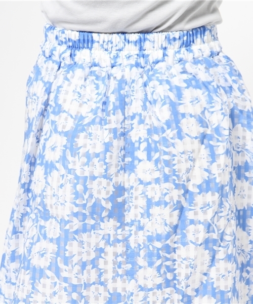 mystic（ミスティック）の「オーガンチェック花柄スカート（スカート・レディース・サックスブルー/ミント/ブラック・ﾌﾘ-）」の8枚目の写真