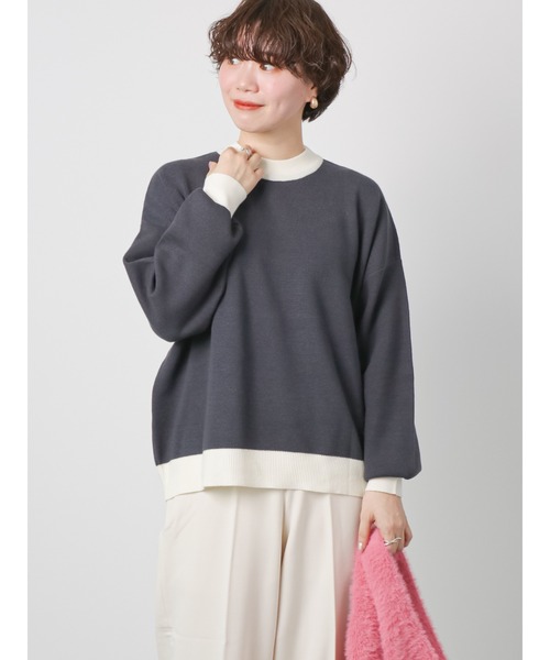 Lugnoncure（ルノンキュール）の「リンガーニット（ニット/セーター・レディース・グリーン/チャコール/オフホワイト・ﾌﾘ-）」の2枚目の写真